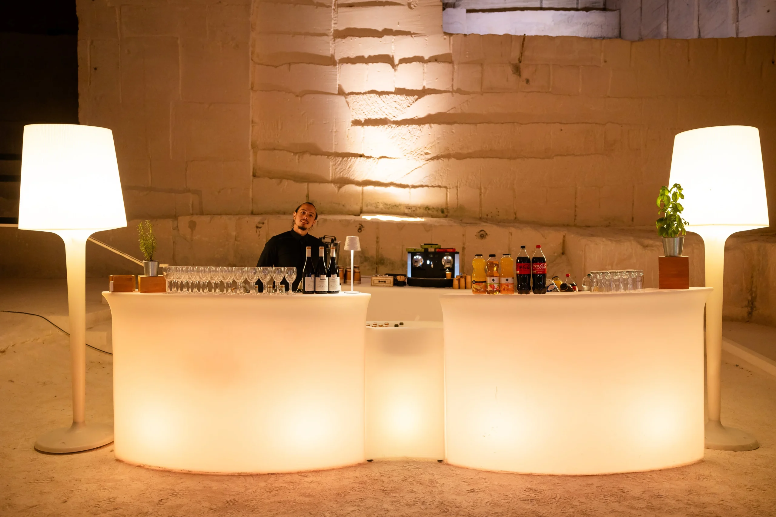 Illuminated tables and LED chairs Montreal, outdoor cocktail at the Vieux-Port · INNOV'events event management