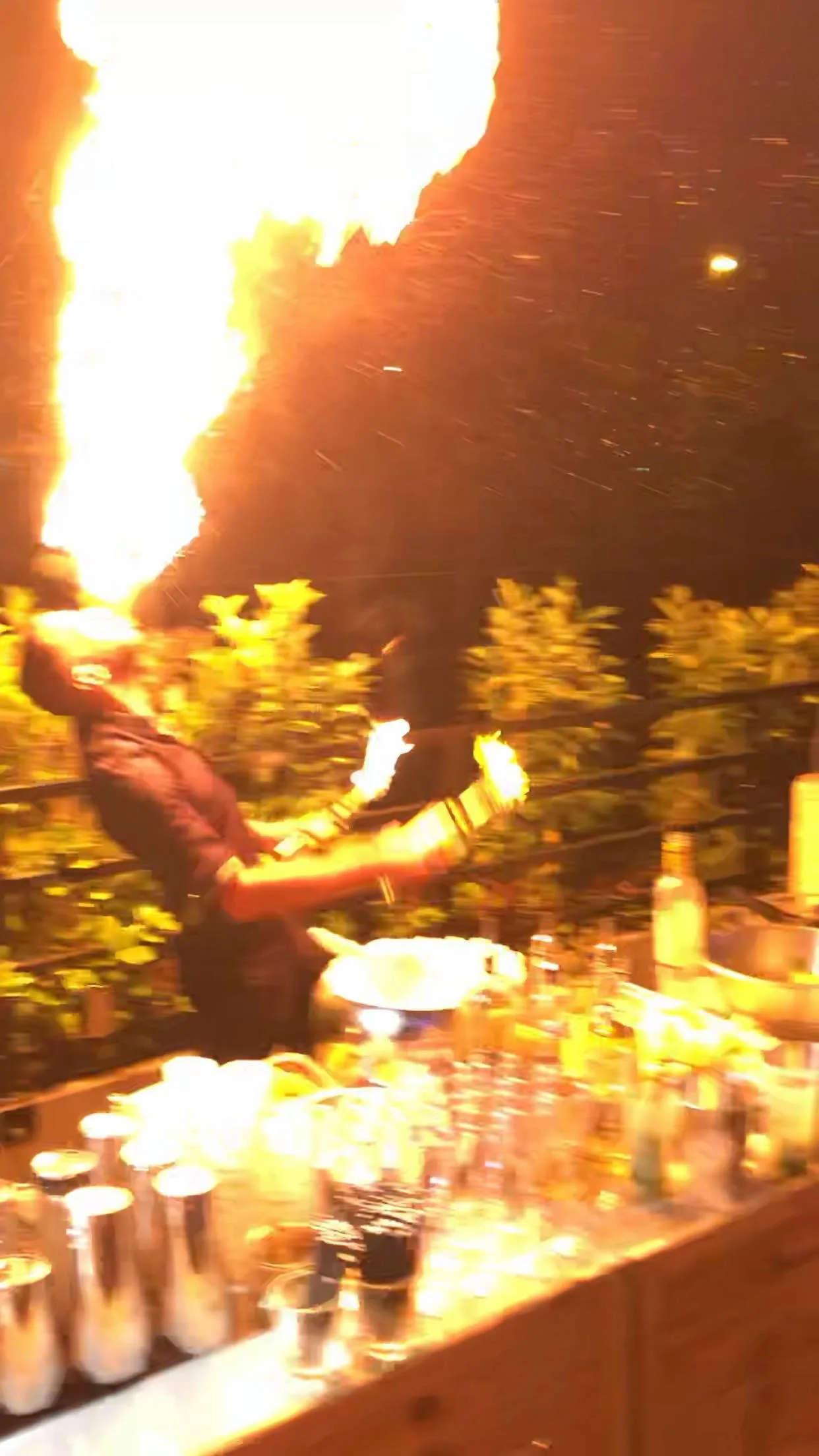 Pyrotechnic show in Laval with music entertainment, employee groups outdoors · INNOV'events