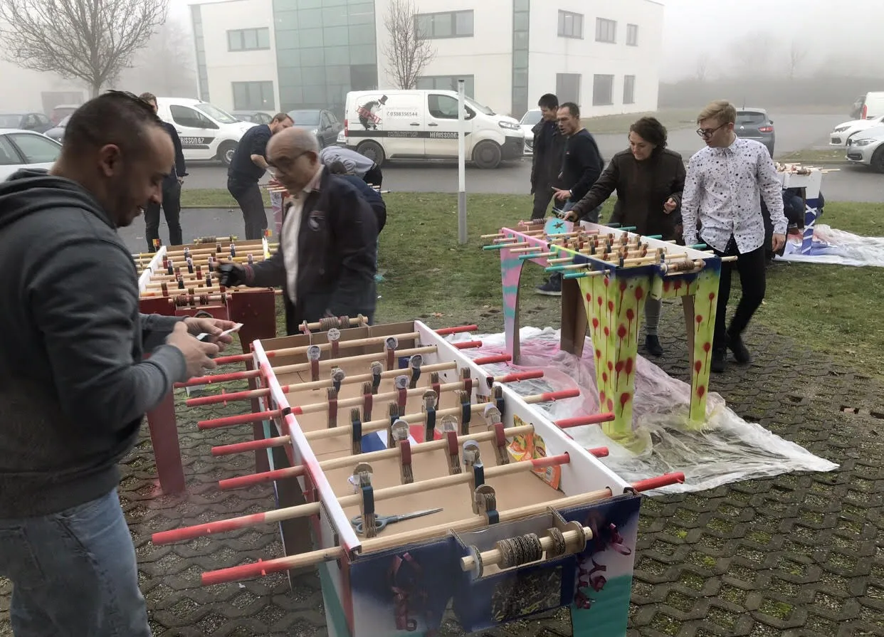 Charity foosball build with donation Quebec · INNOV'events
