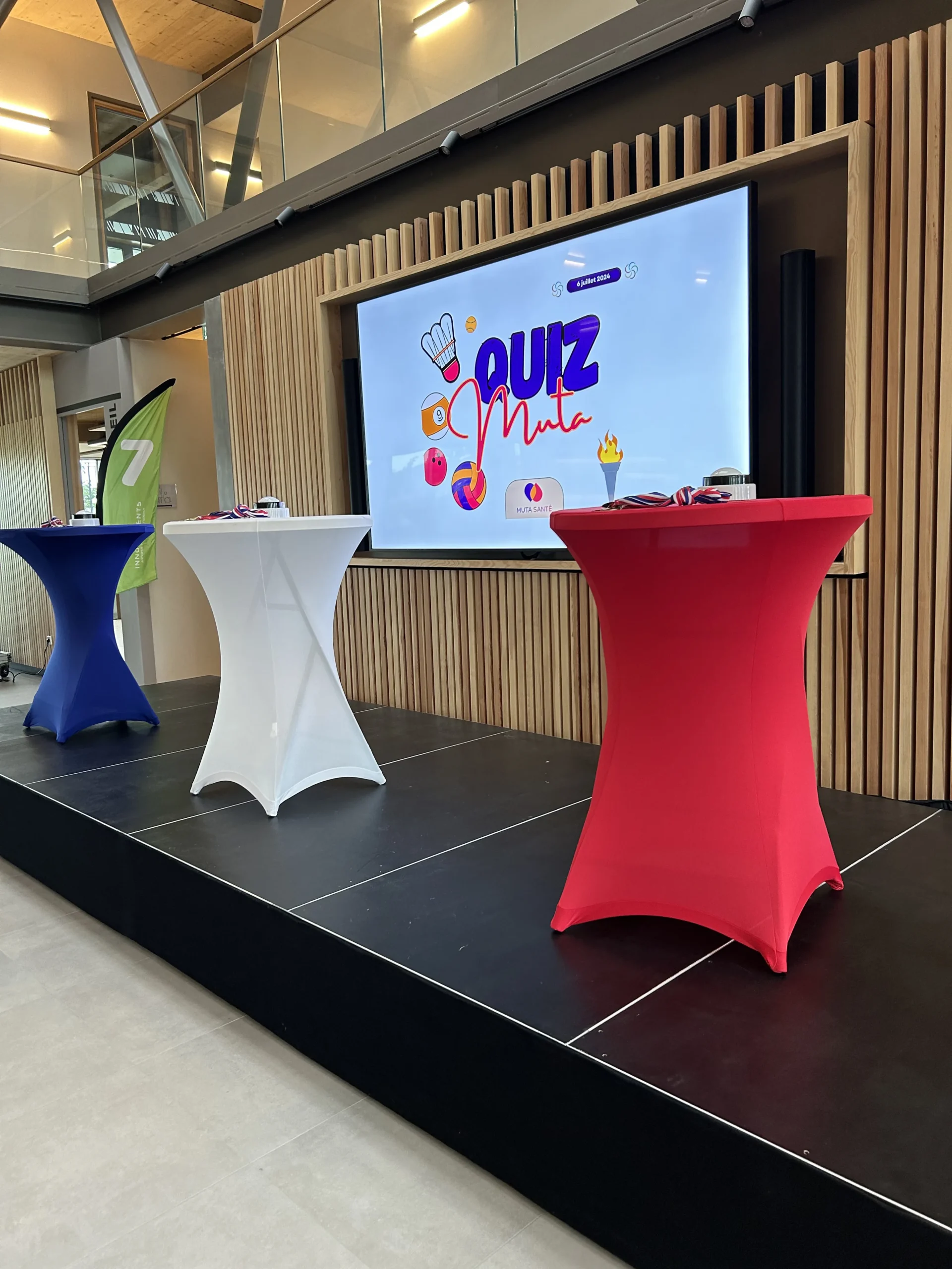 Competitive team quiz game show Laval live leaderboard large screen · INNOV'events