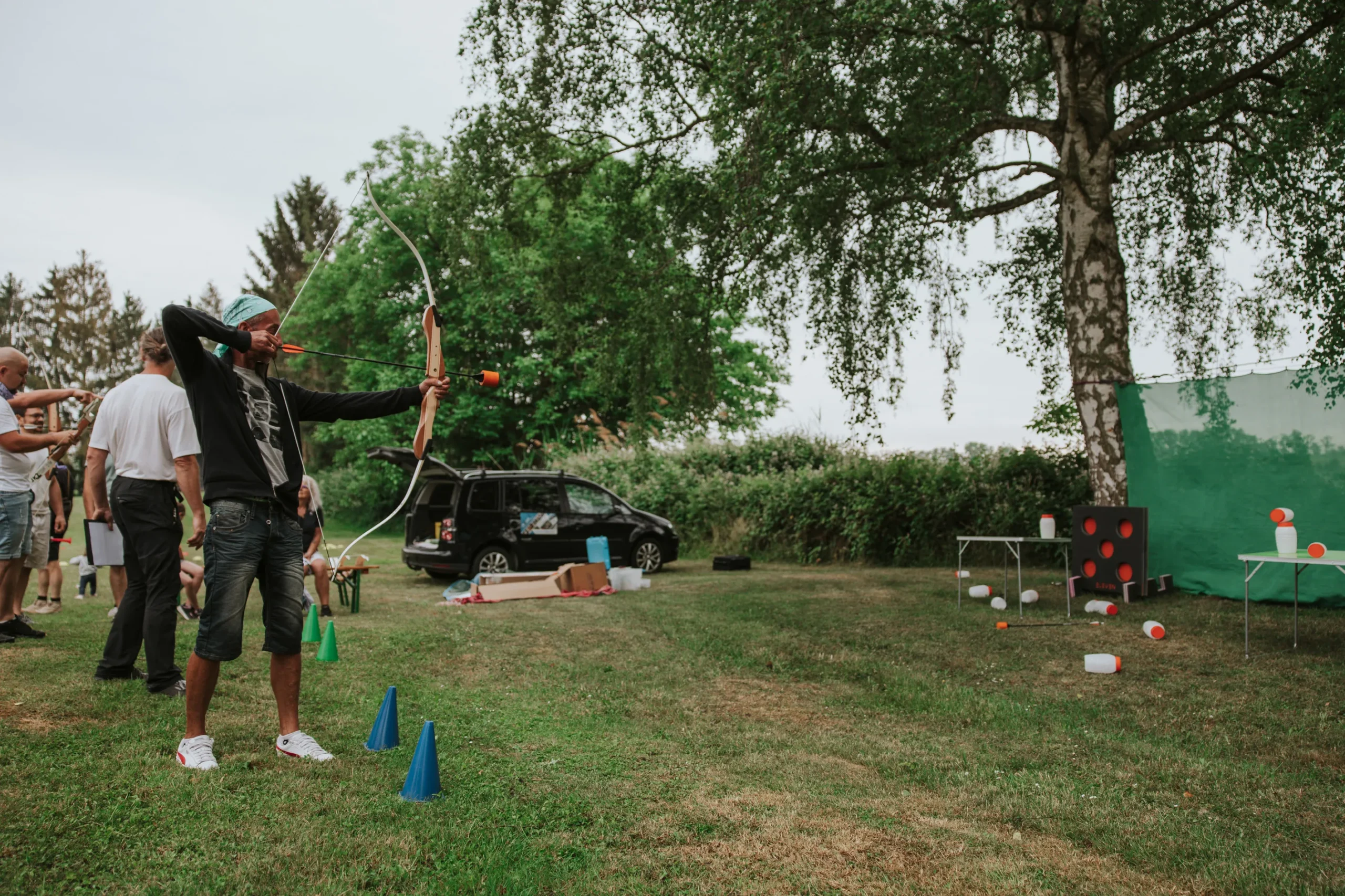 Corporate archery venue Laval riverside view rivière des Mille Îles · INNOV'events