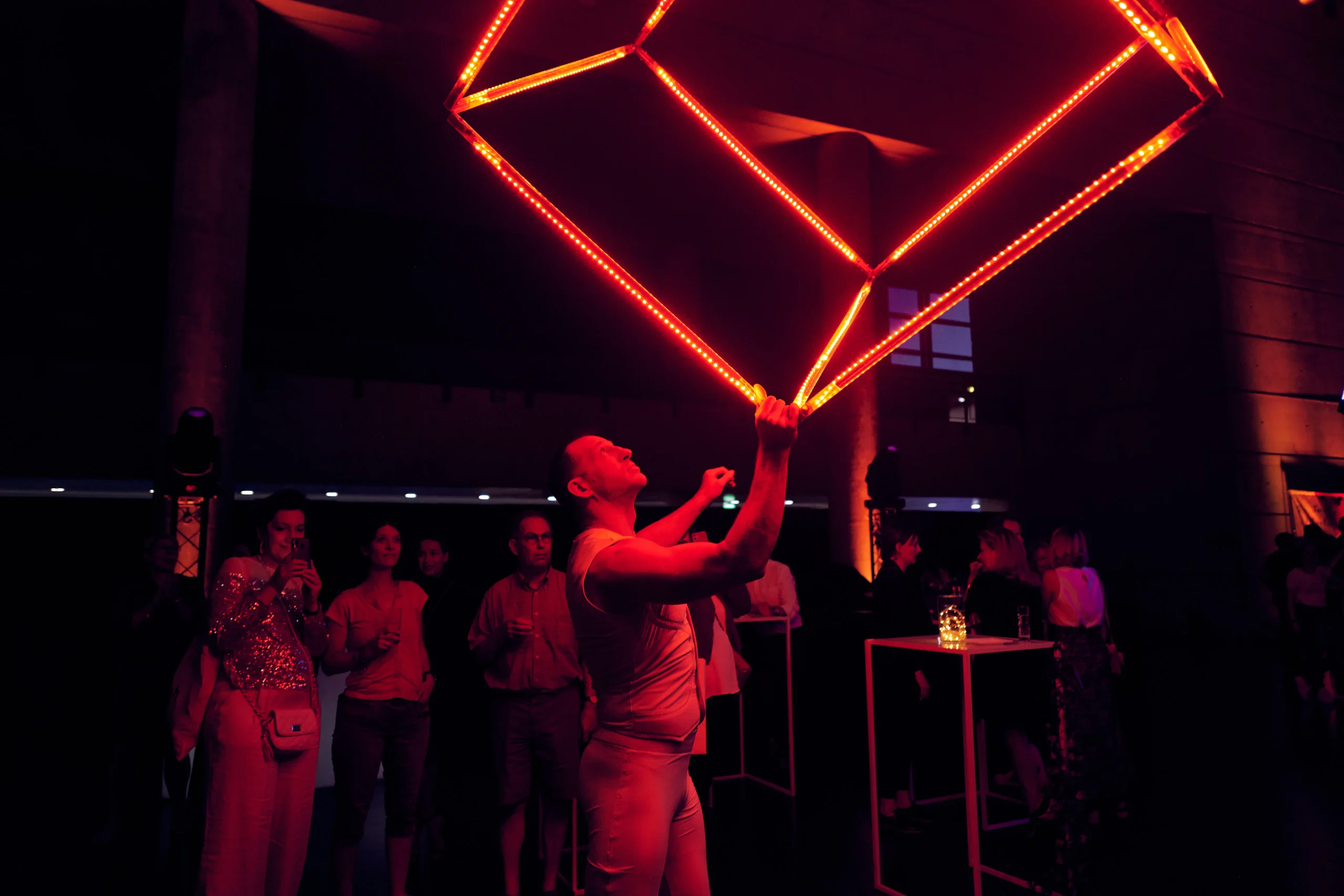 LED furniture Laval outdoor terrace corporate evening summer · INNOV'events