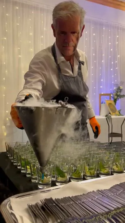 Corporate molecular gastronomy Laval chef demonstrating a siphon emulsion to the group · INNOV'events
