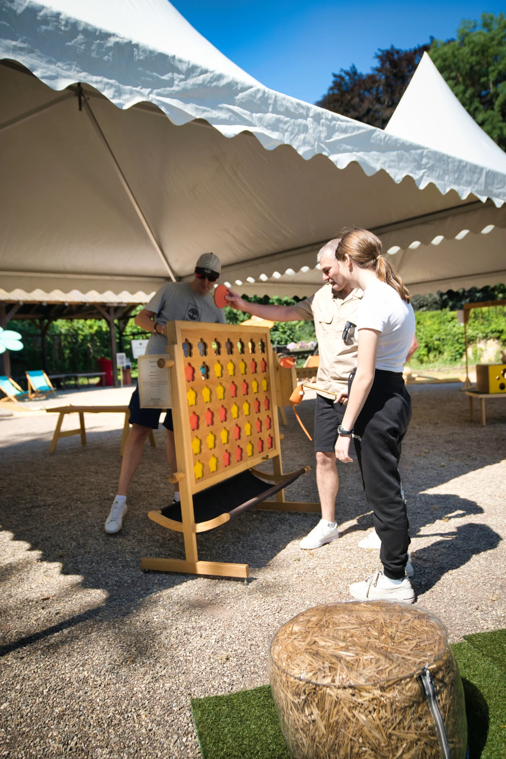 Large-scale corporate summer party Laval outdoor stage and marquee tent · INNOV'events