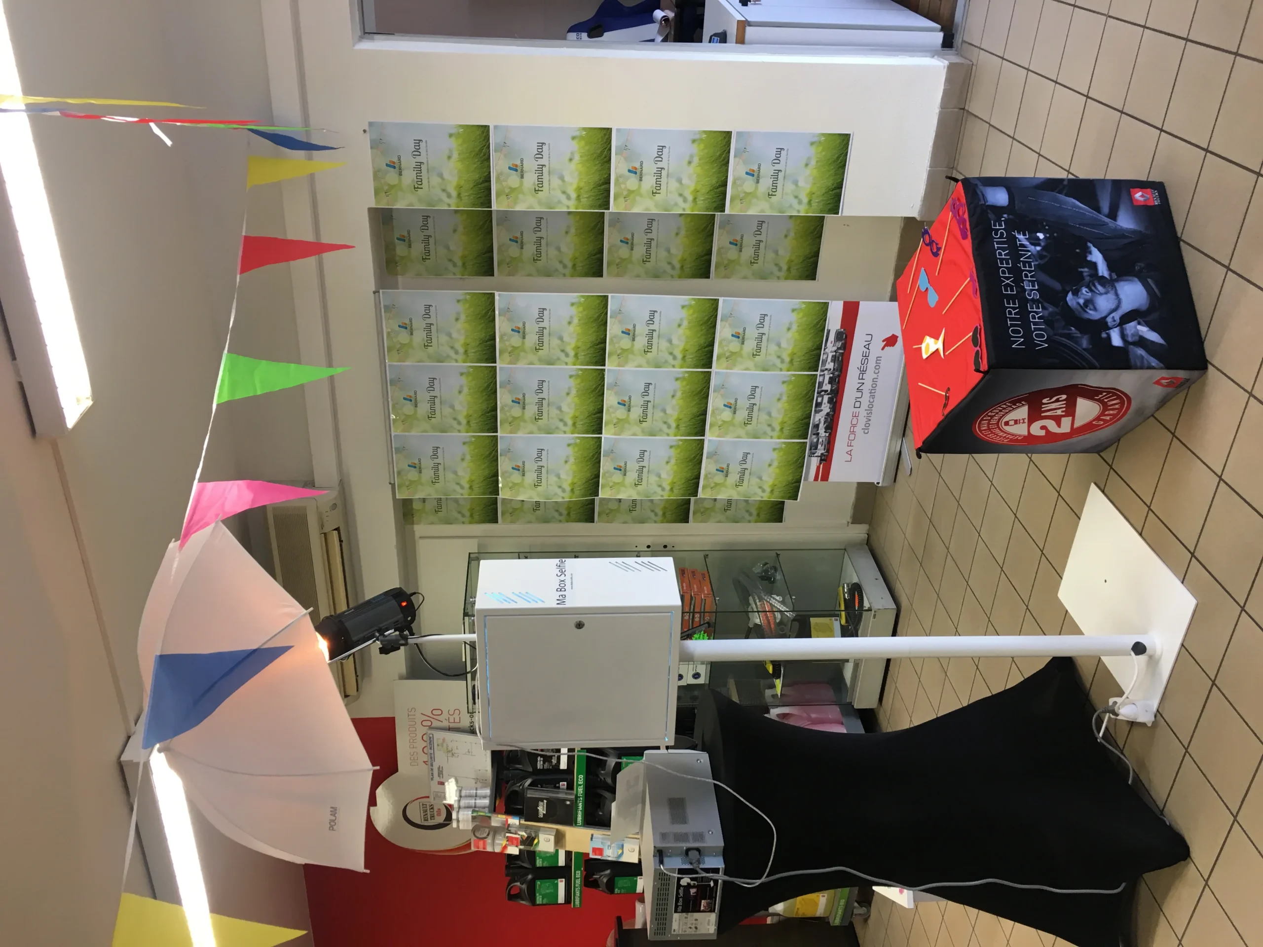Photo booth with promotional materials at a corporate event at Centropolis Laval · INNOV'events