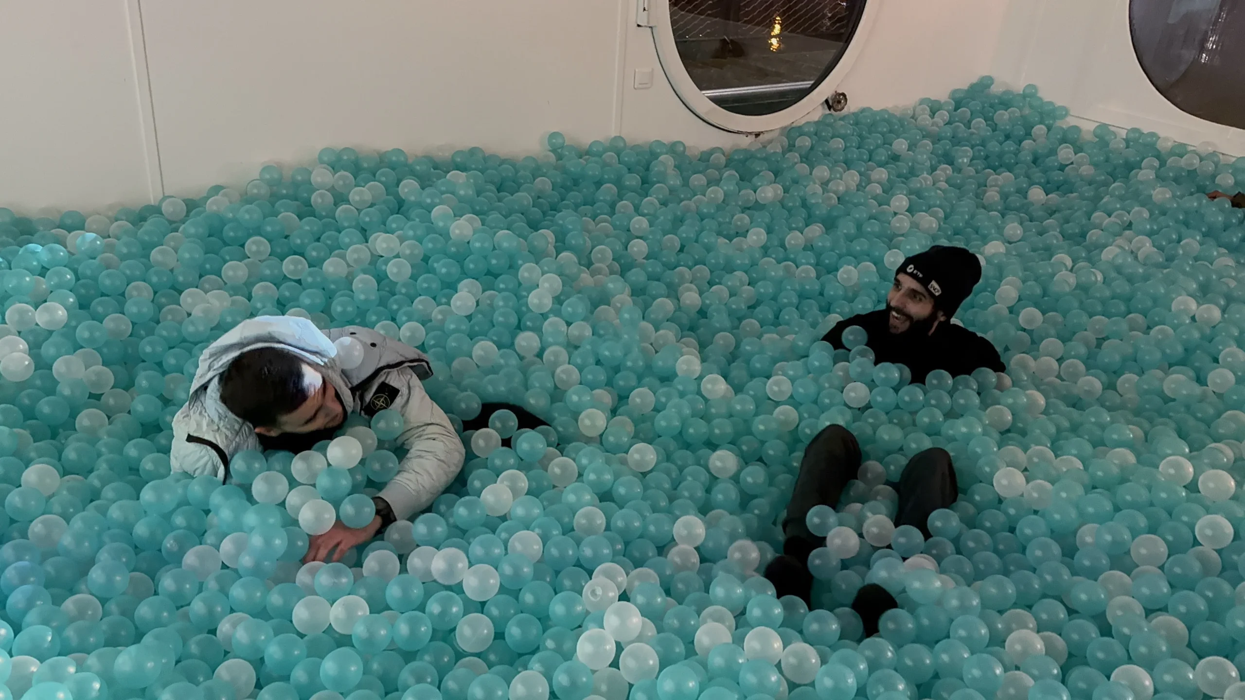 Giant games ball pit Montreal outdoors Vieux-Port quay summer · INNOV'events