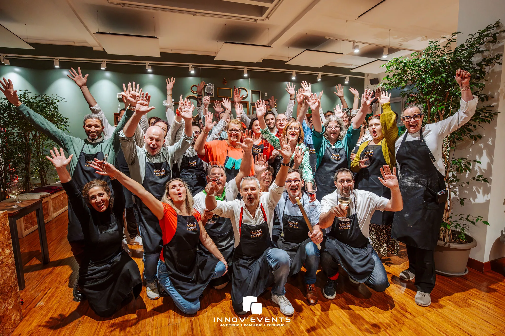 Event venue for culinary workshop in Laval, banquet hall converted into an open kitchen · INNOV'events